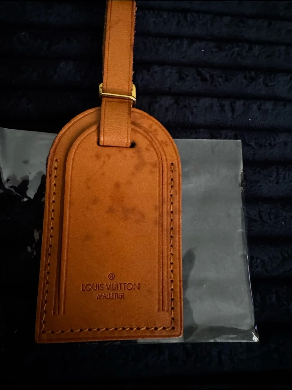 Louis Vuitton Brown Leather Luggage Tag with Strap